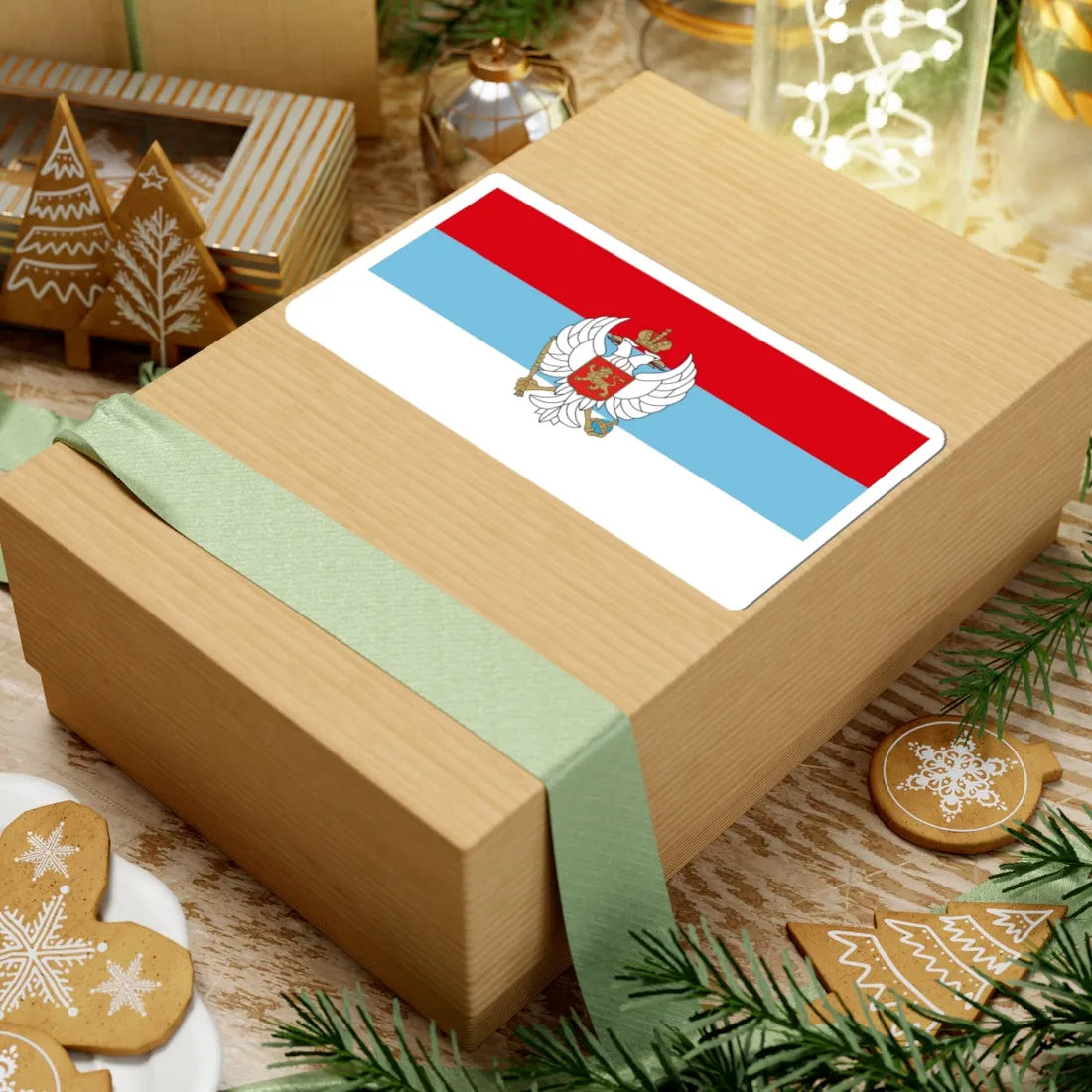 Flag of Montenegro 1993-2004 with coat of arms (Montenegro) STICKER Vinyl Kiss-Cut Decal - The Sticker Space