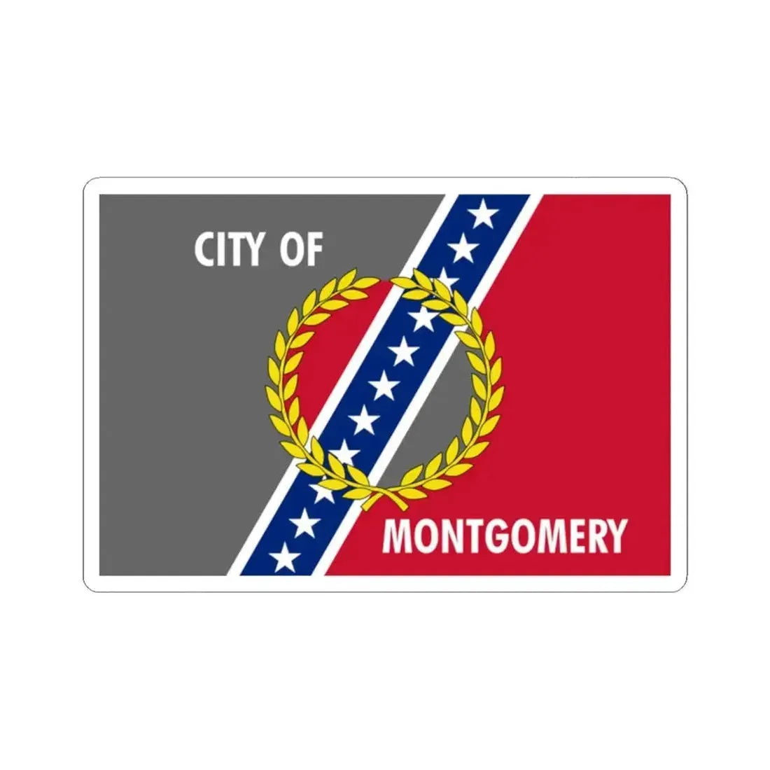 Flag of Montgomery Alabama (United States) STICKER Vinyl Kiss-Cut Decal 2 Inch White - The Sticker Space