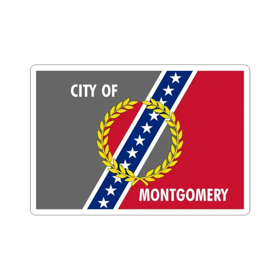 Flag of Montgomery Alabama (United States) STICKER Vinyl Kiss-Cut Decal 3 Inch White - The Sticker Space