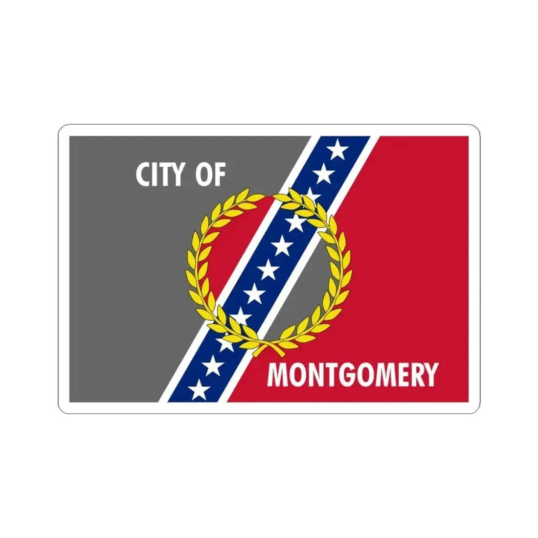 Flag of Montgomery Alabama (United States) STICKER Vinyl Kiss-Cut Decal 4 Inch White - The Sticker Space