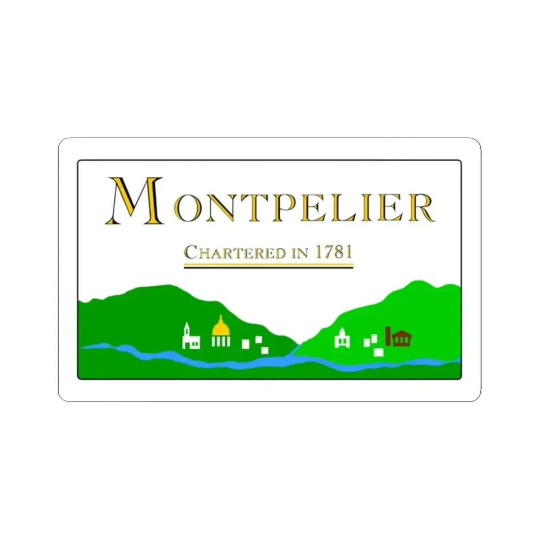 Flag of Montpelier Vermont 2000-2017 (United States) STICKER Vinyl Kiss-Cut Decal 2 Inch White - The Sticker Space
