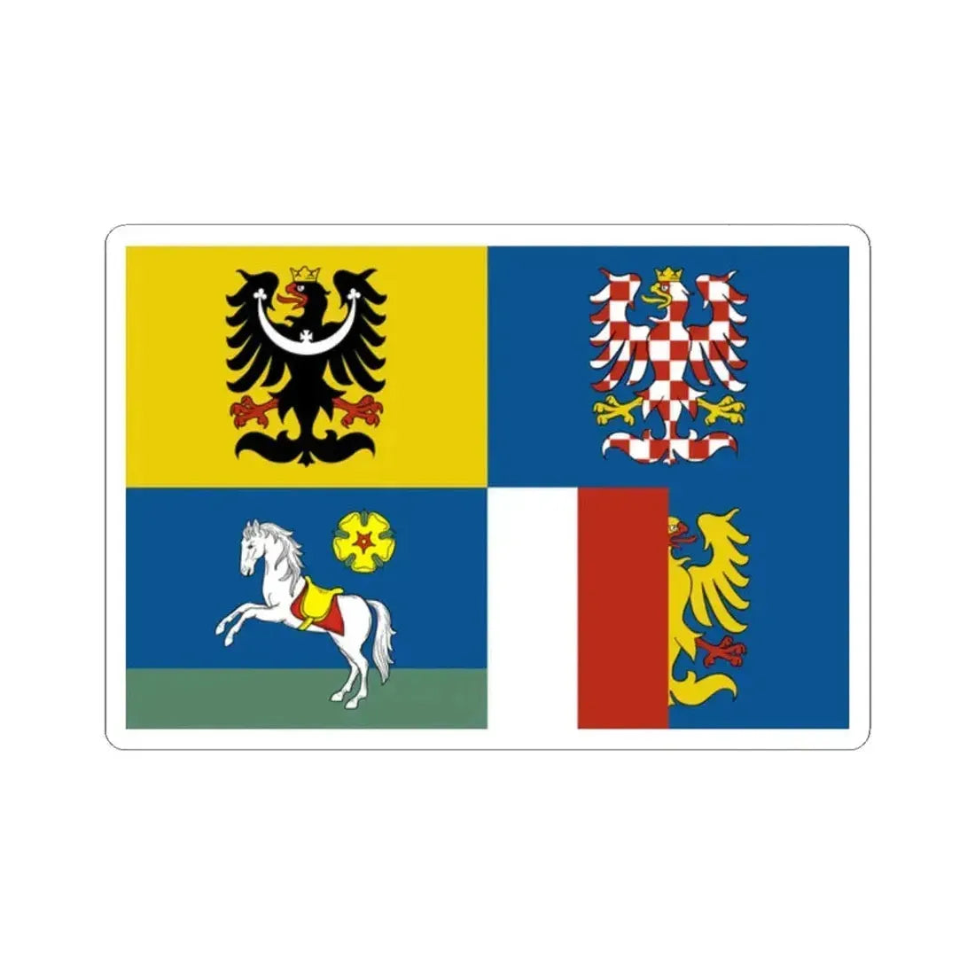 Flag of Moravian-Silesian Region (Czech Republic) STICKER Vinyl Kiss-Cut Decal 2 Inch White - The Sticker Space