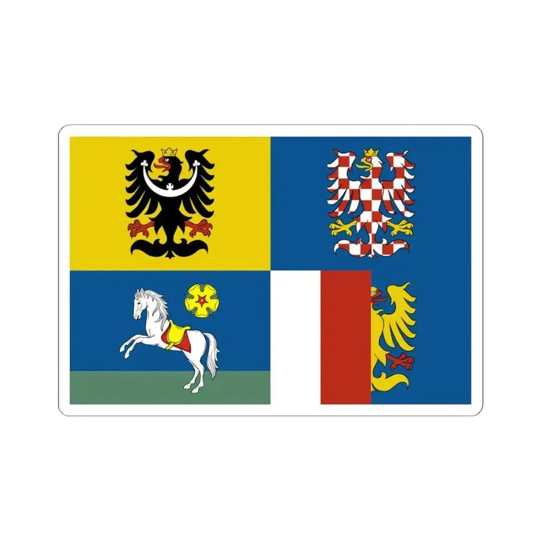 Flag of Moravian-Silesian Region (Czech Republic) STICKER Vinyl Kiss-Cut Decal 6 Inch White - The Sticker Space