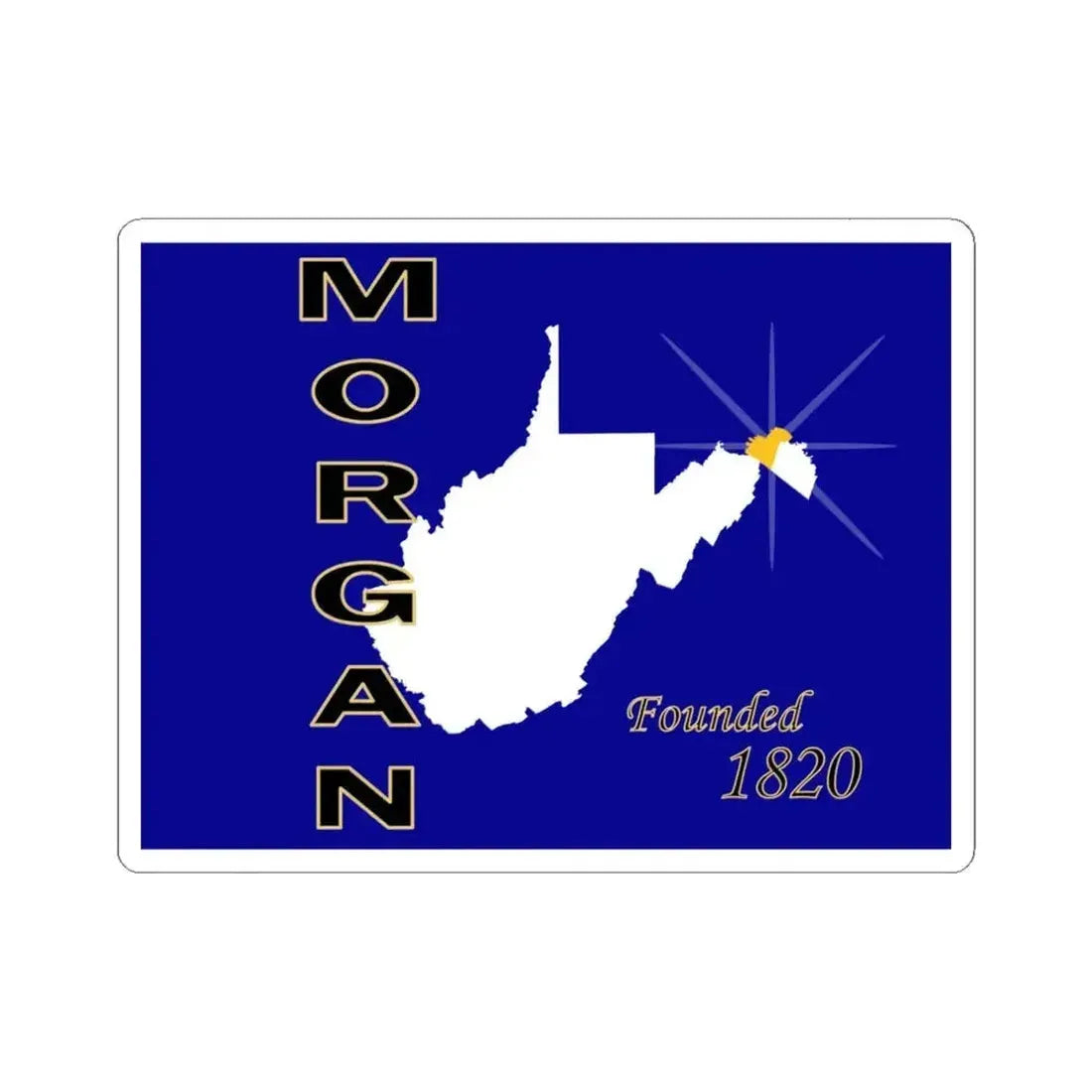 Flag of Morgan County 2010 Flag Proposal (United States) STICKER Vinyl Kiss-Cut Decal 4 Inch White - The Sticker Space