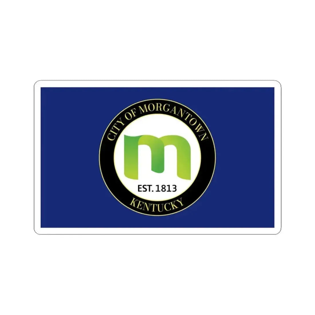 Flag of Morgantown Kentucky (United States) STICKER Vinyl Kiss-Cut Decal 3 Inch White - The Sticker Space