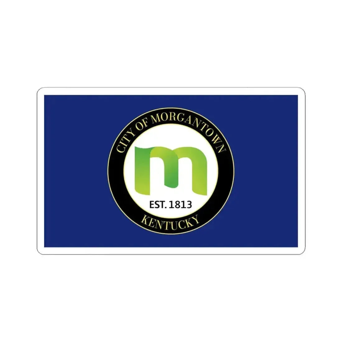 Flag of Morgantown Kentucky (United States) STICKER Vinyl Kiss-Cut Decal 4 Inch White - The Sticker Space