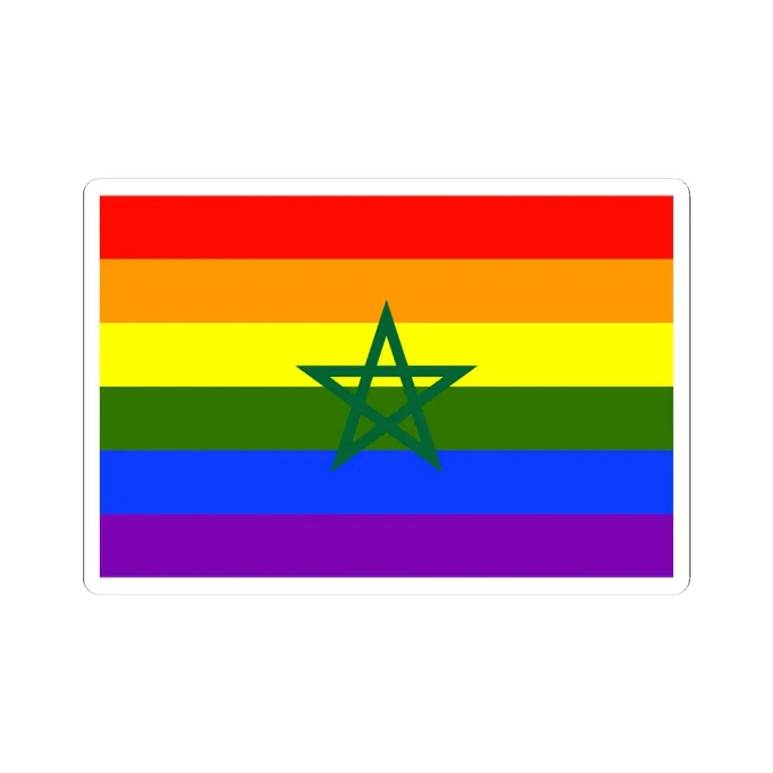 Flag of Morocco LGBT (Morocco) STICKER Vinyl Kiss-Cut Decal 3 Inch White - The Sticker Space