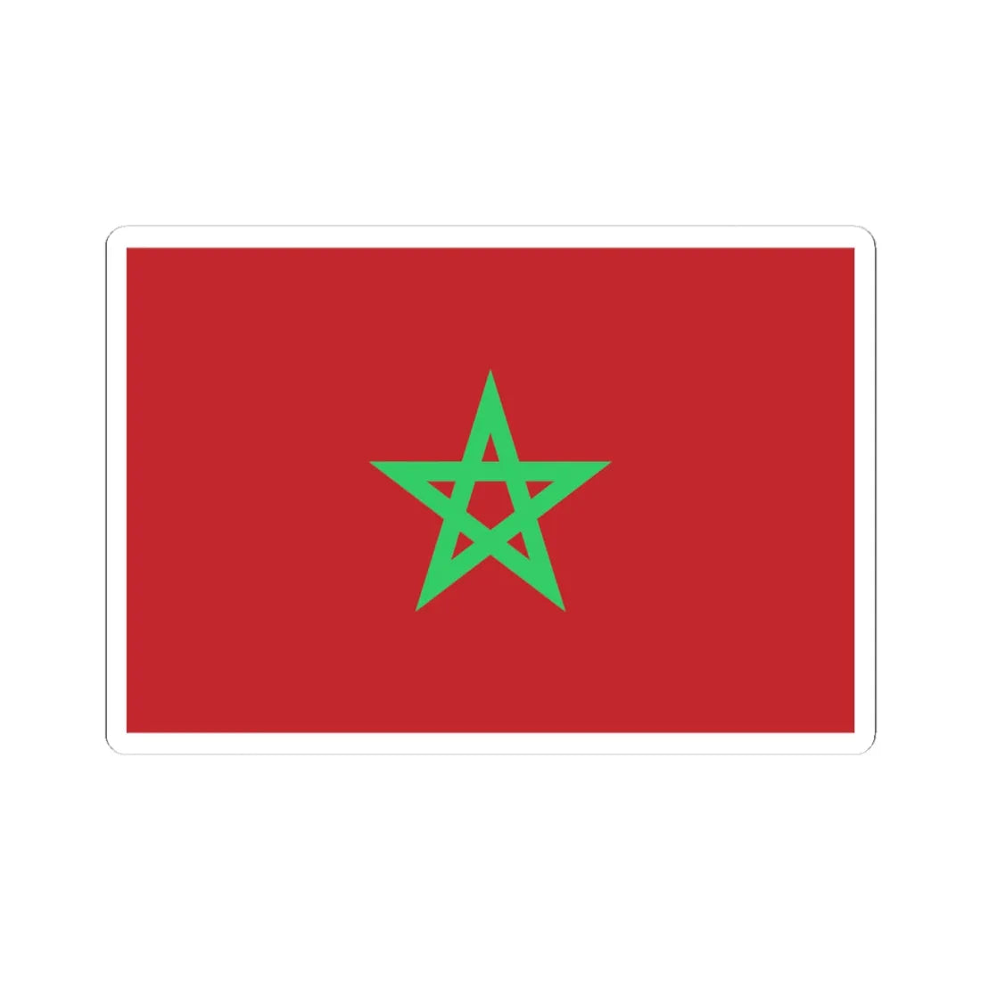 Flag of Morocco unbordered light green (Morocco) STICKER Vinyl Kiss-Cut Decal 4 Inch White - The Sticker Space