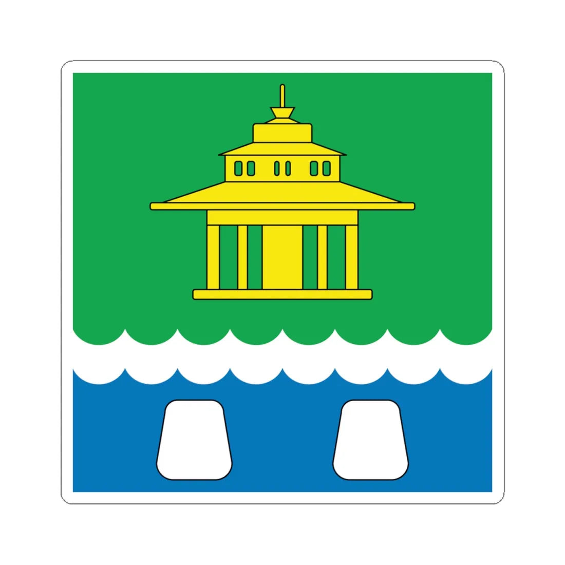 Flag of Morshyn (Ukraine) STICKER Vinyl Kiss-Cut Decal 4 Inch White - The Sticker Space