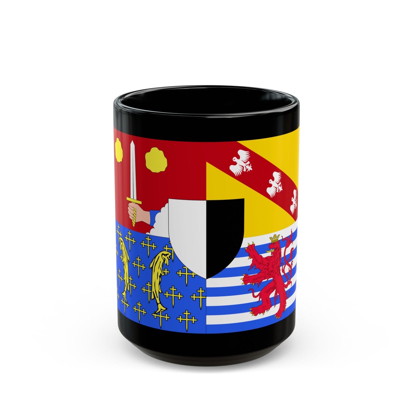 Flag of Moselle France 2 - Black Coffee Mug-15oz-The Sticker Space