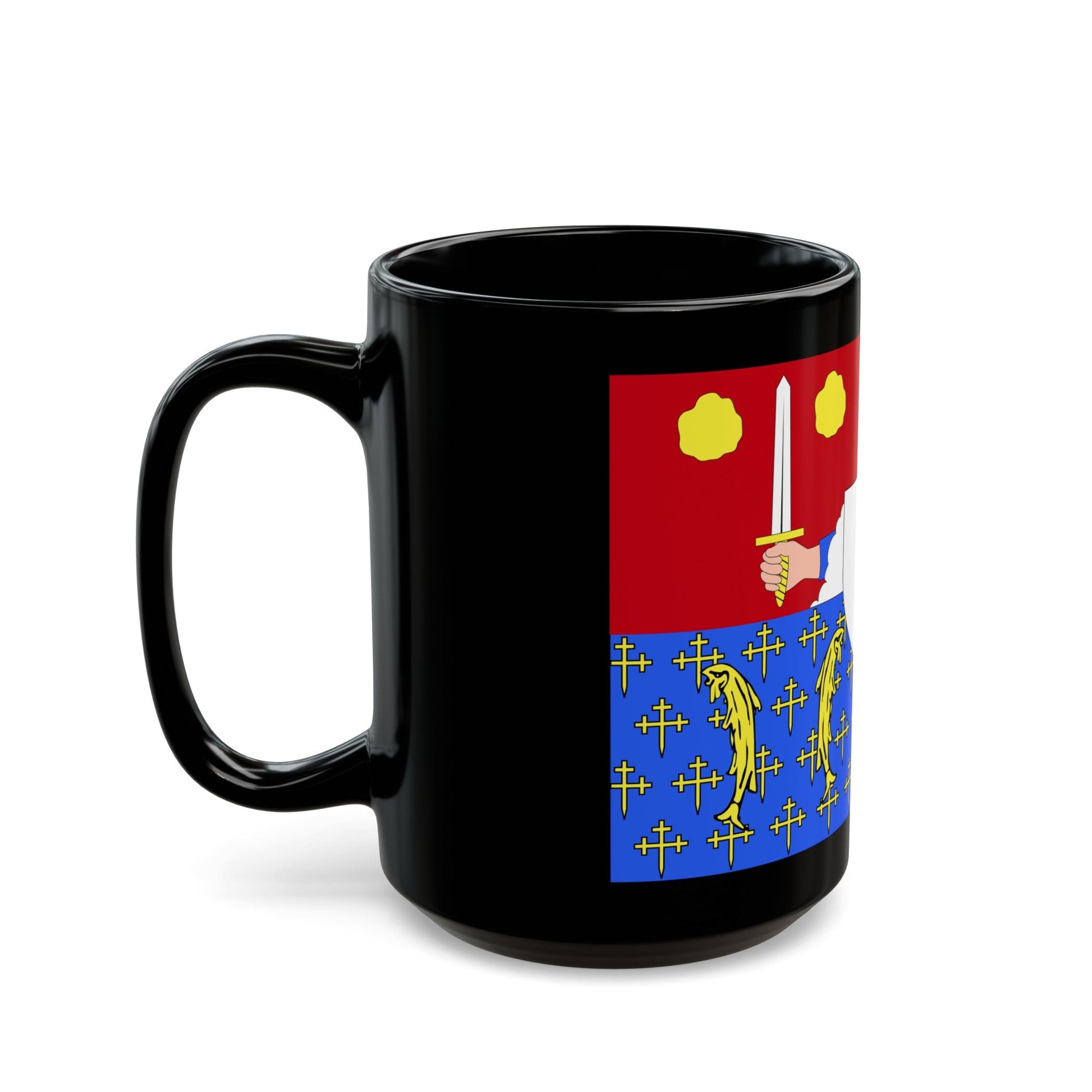 Flag of Moselle France 2 - Black Coffee Mug-The Sticker Space