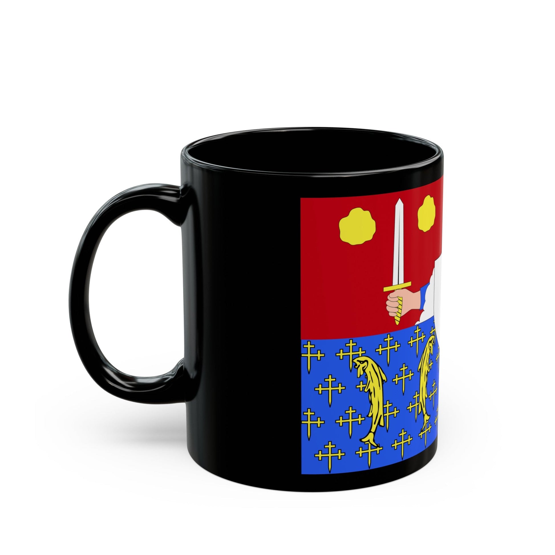 Flag of Moselle France 2 - Black Coffee Mug-The Sticker Space