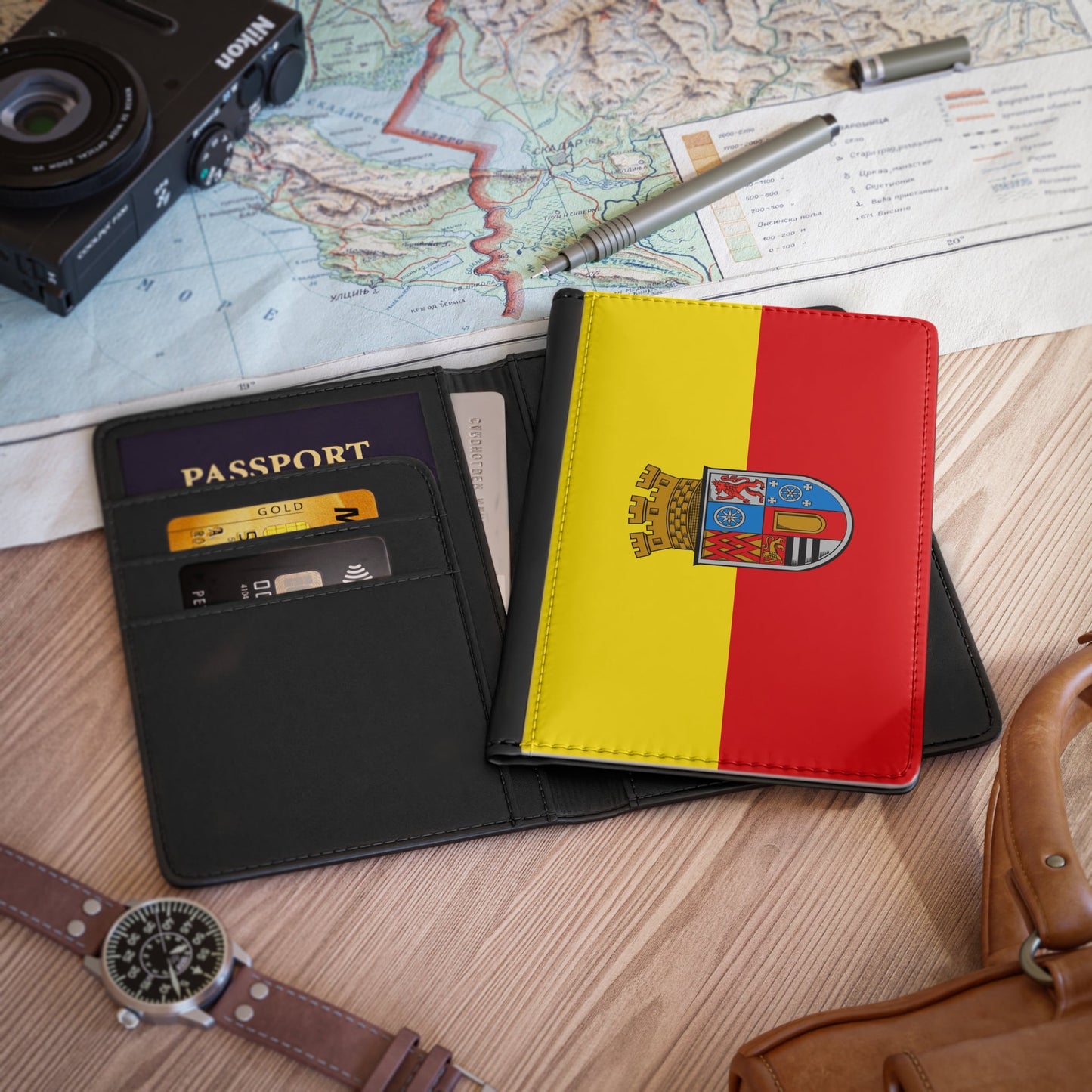 Flag of Mülheim an der Ruhr mit Wappen Germany - Passport Holder