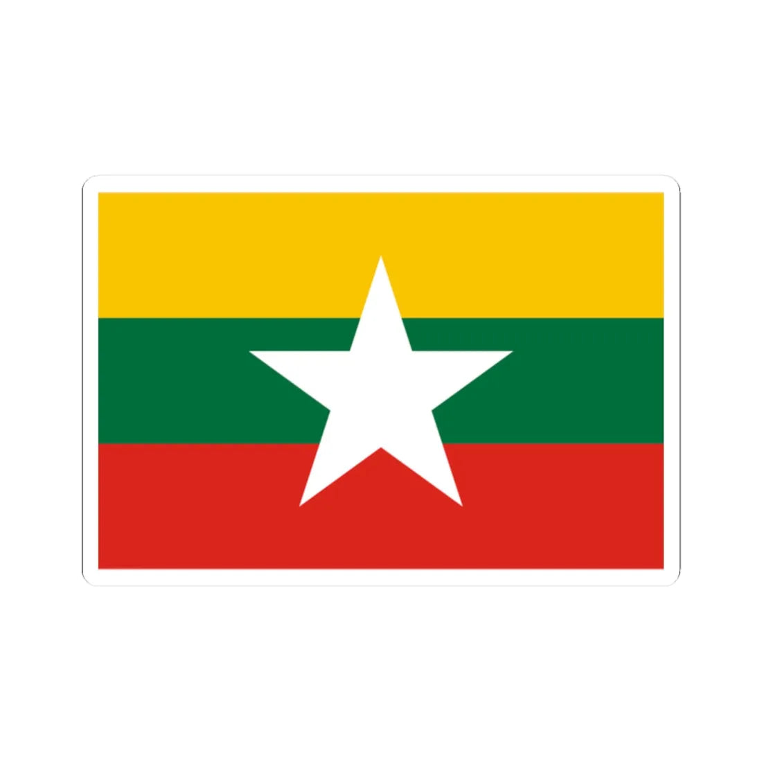 Flag of Myanmar color shades variant (Myanmar) STICKER Vinyl Kiss-Cut Decal 2 Inch White - The Sticker Space