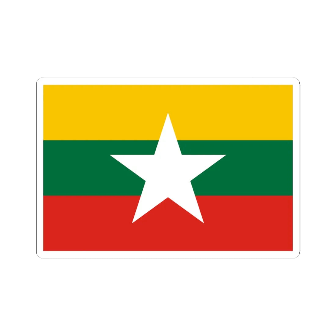 Flag of Myanmar color shades variant (Myanmar) STICKER Vinyl Kiss-Cut Decal 3 Inch White - The Sticker Space