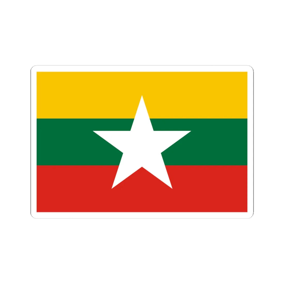 Flag of Myanmar color shades variant (Myanmar) STICKER Vinyl Kiss-Cut Decal 4 Inch White - The Sticker Space