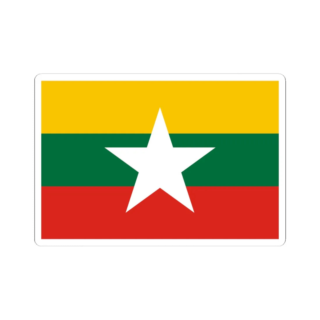 Flag of Myanmar color shades variant (Myanmar) STICKER Vinyl Kiss-Cut Decal 6 Inch White - The Sticker Space