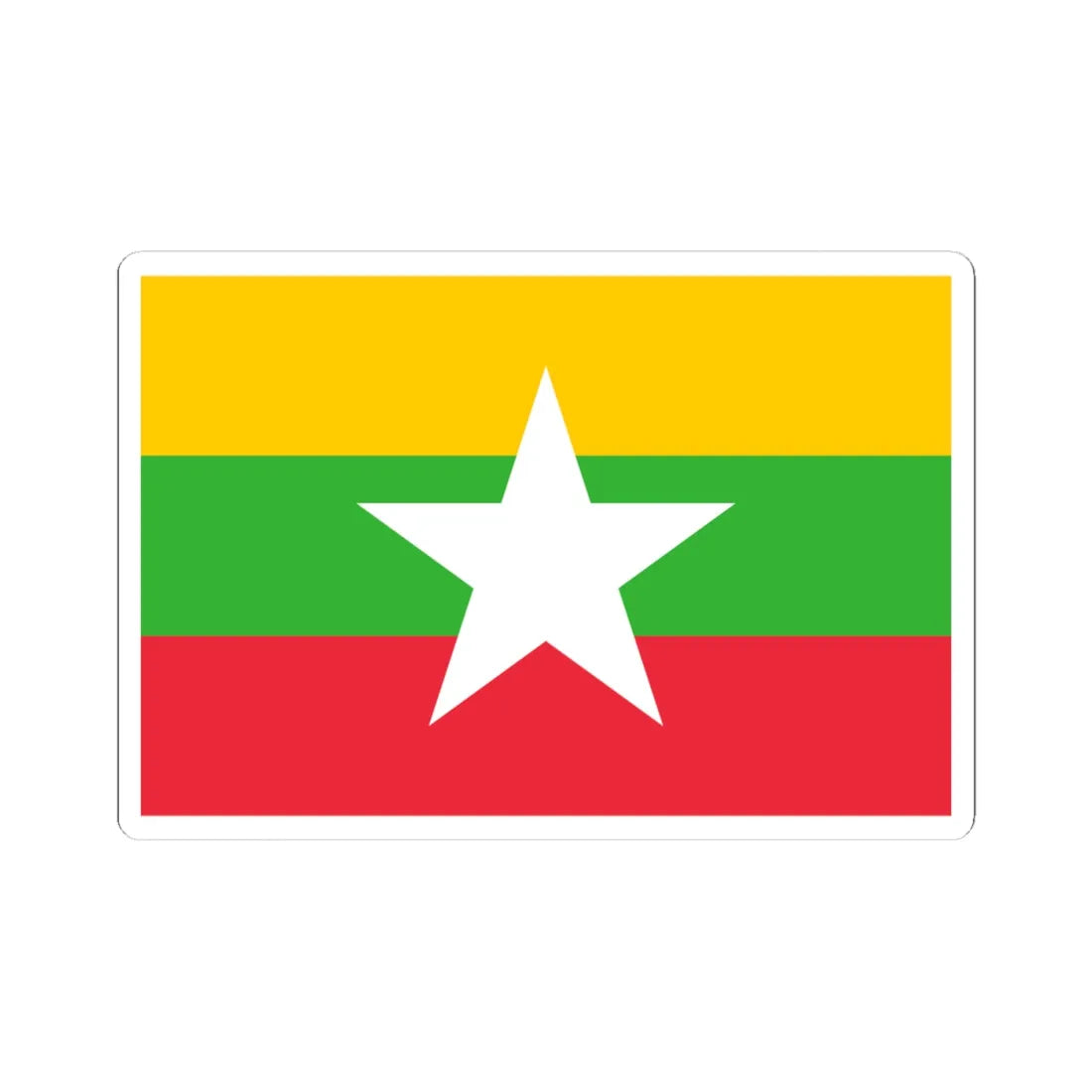 Flag of Myanmar (Myanmar) STICKER Vinyl Kiss-Cut Decal 4 Inch White - The Sticker Space