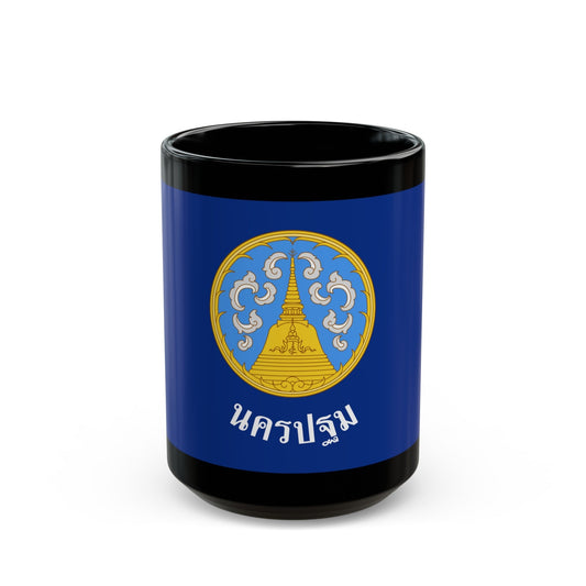 Flag of Nakhon Pathom Province Thailand - Black Coffee Mug-15oz-The Sticker Space