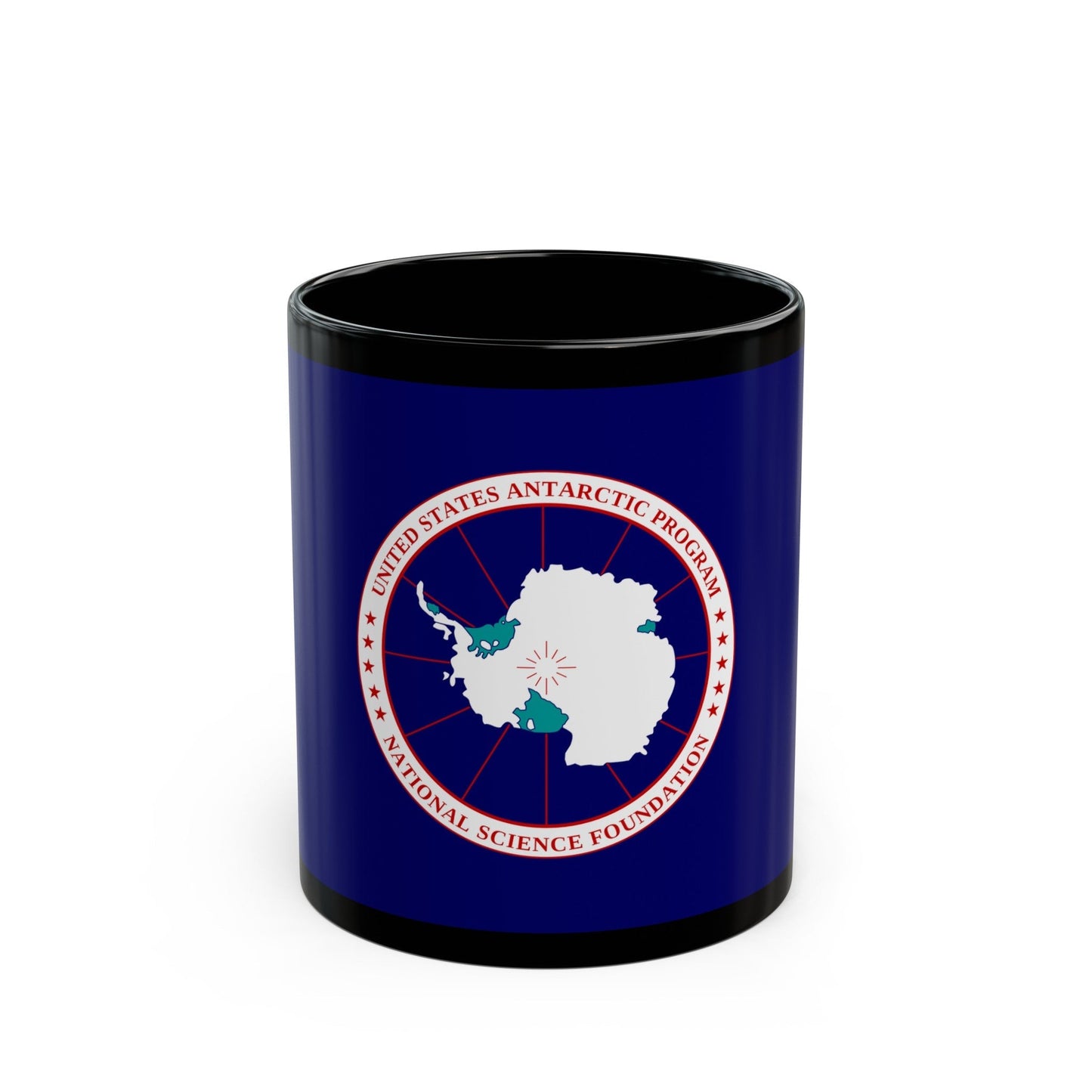 Flag of National Science Foundation Antarctic Program 2 - Black Coffee Mug-11oz-The Sticker Space