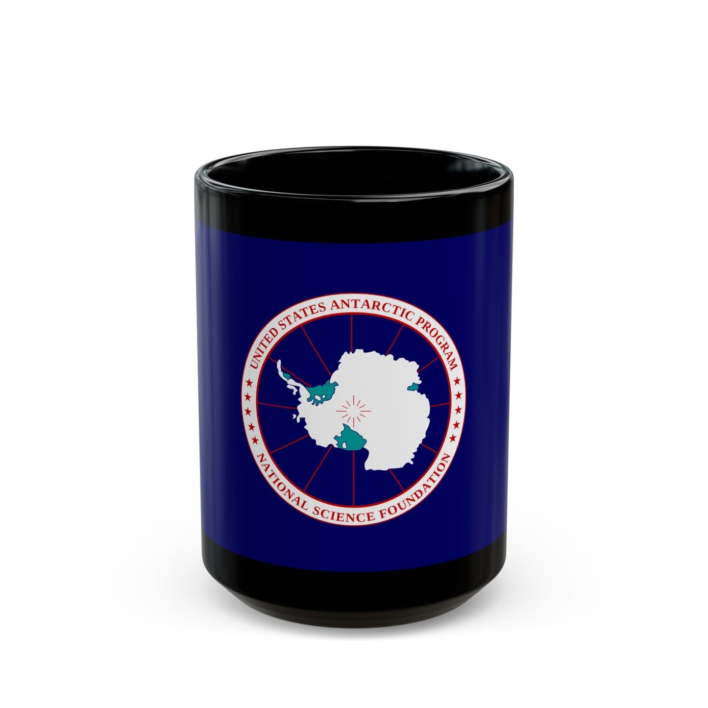 Flag of National Science Foundation Antarctic Program 2 - Black Coffee Mug-15oz-The Sticker Space