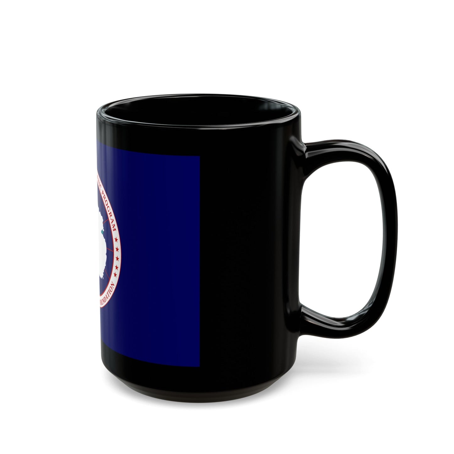 Flag of National Science Foundation Antarctic Program 2 - Black Coffee Mug-The Sticker Space