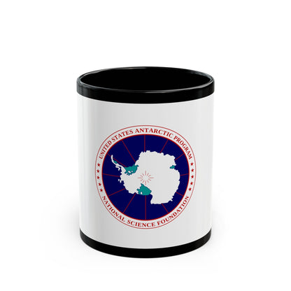 Flag of National Science Foundation Antarctic Program - Black Coffee Mug-11oz-The Sticker Space