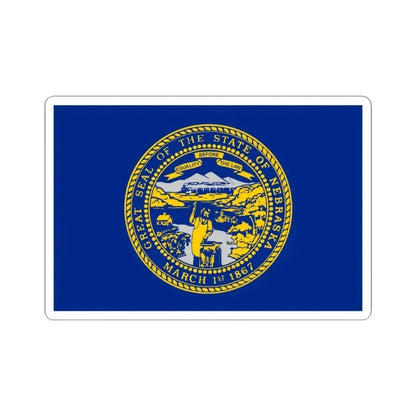 Flag of Nebraska 3-2 (United States) STICKER Vinyl Kiss-Cut Decal 4 Inch White - The Sticker Space