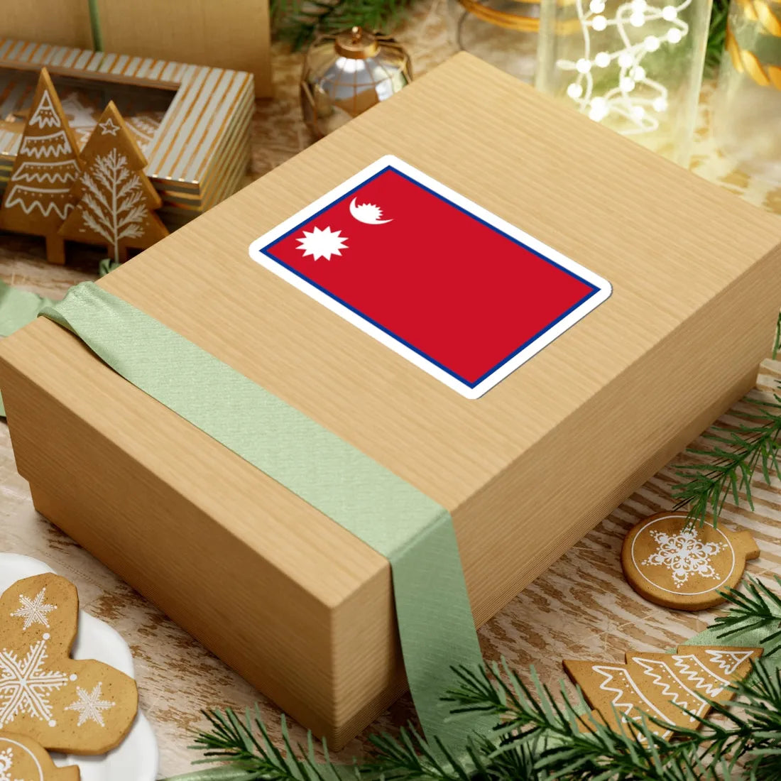 Flag of Nepal rectangular (Nepal) STICKER Vinyl Kiss-Cut Decal - The Sticker Space