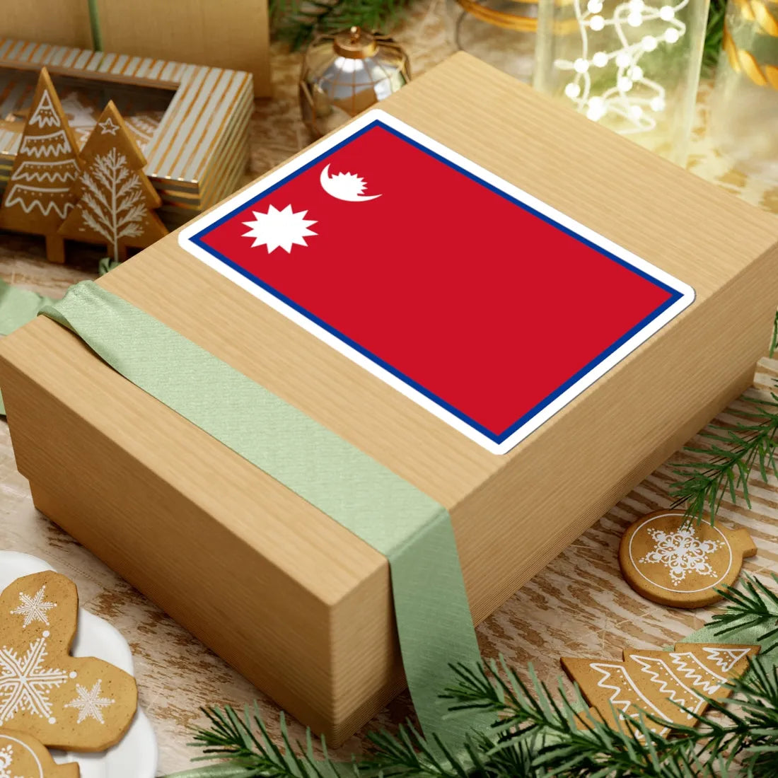 Flag of Nepal rectangular (Nepal) STICKER Vinyl Kiss-Cut Decal - The Sticker Space