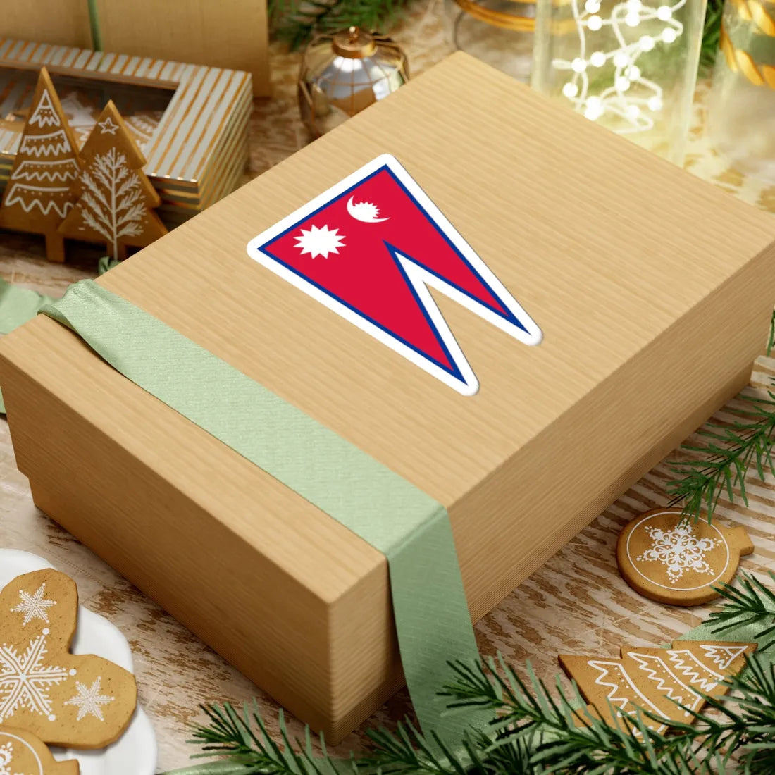 Flag of Nepal stretched aspect ratio 3-2 (Nepal) STICKER Vinyl Kiss-Cut Decal - The Sticker Space