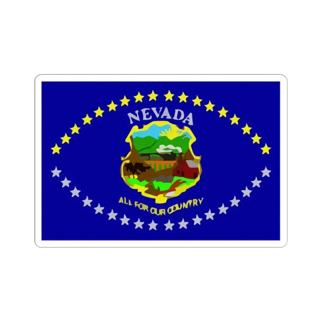 Flag of Nevada 1915-1929 (United States) STICKER Vinyl Kiss-Cut Decal 3 Inch White - The Sticker Space