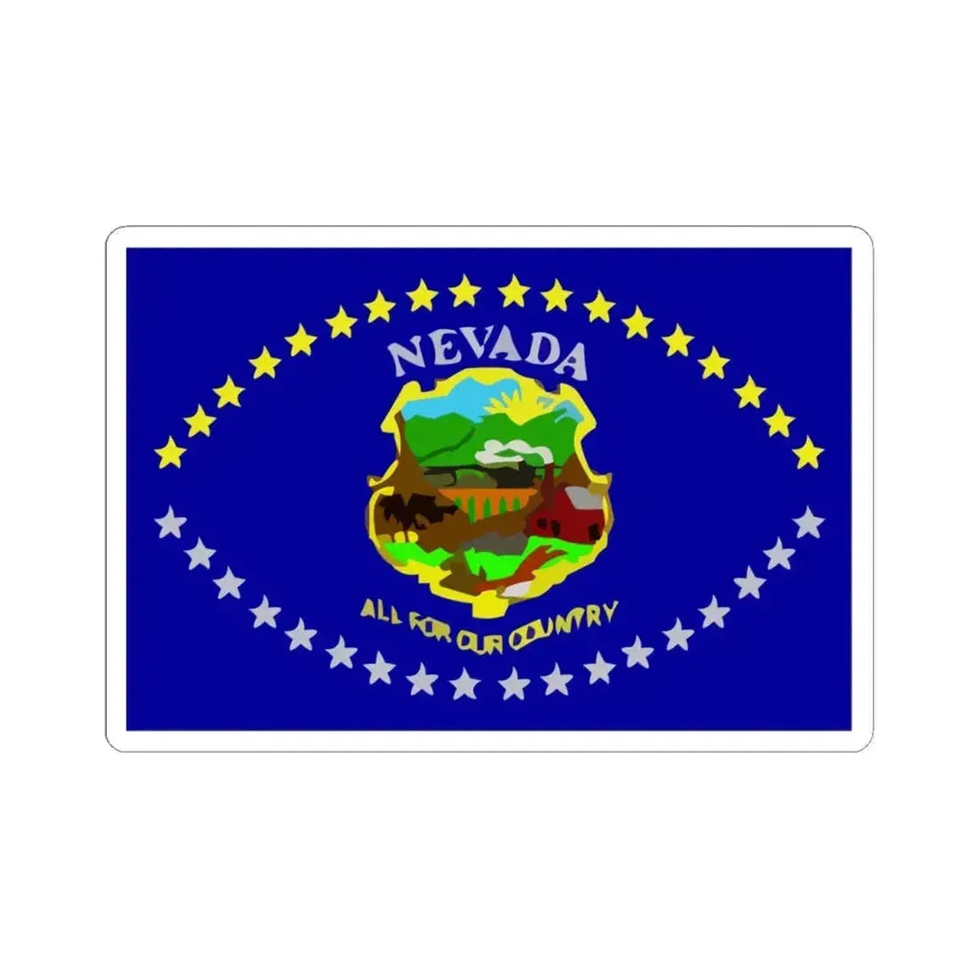 Flag of Nevada 1915-1929 (United States) STICKER Vinyl Kiss-Cut Decal 4 Inch White - The Sticker Space