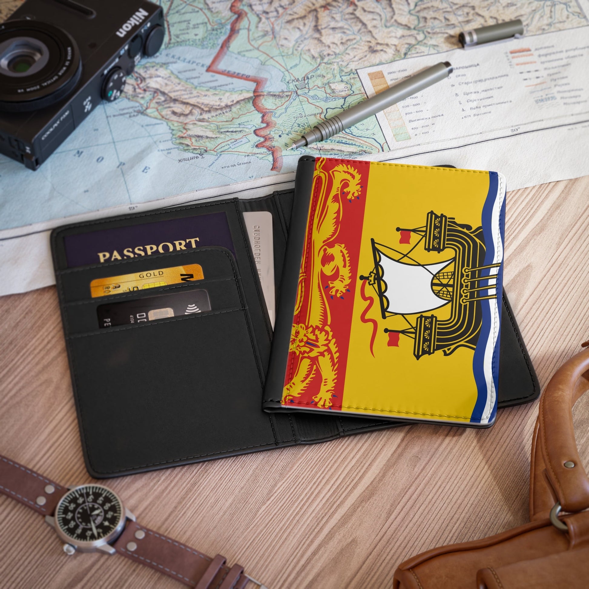 Flag of New Brunswick Canada - Passport Holder-3.9" x 5.8"-The Sticker Space