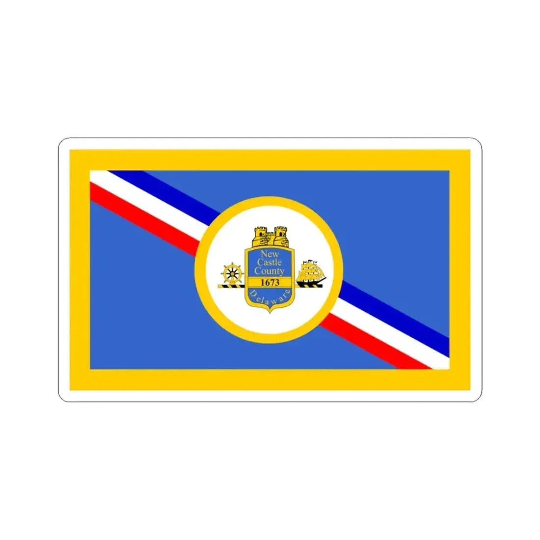 Flag of New Castle County Delaware (United States) STICKER Vinyl Kiss-Cut Decal 3 Inch White - The Sticker Space