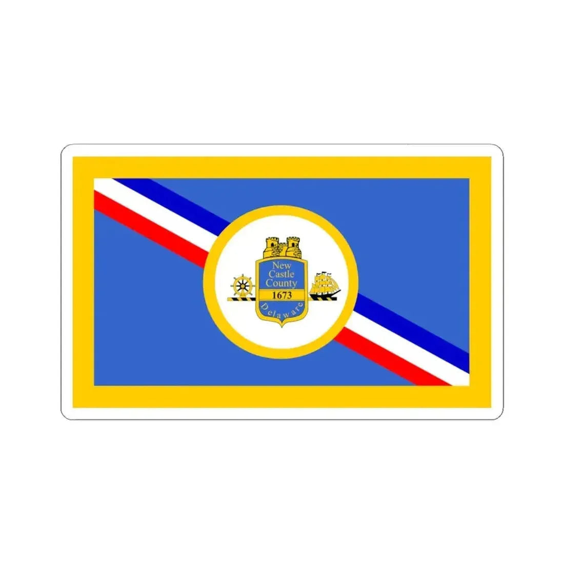 Flag of New Castle County Delaware (United States) STICKER Vinyl Kiss-Cut Decal 4 Inch White - The Sticker Space