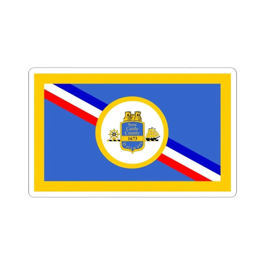 Flag of New Castle County Delaware (United States) STICKER Vinyl Kiss-Cut Decal 6 Inch White - The Sticker Space