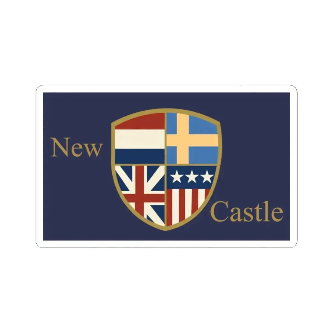 Flag of New Castle Delaware (United States) STICKER Vinyl Kiss-Cut Decal 2 Inch White - The Sticker Space