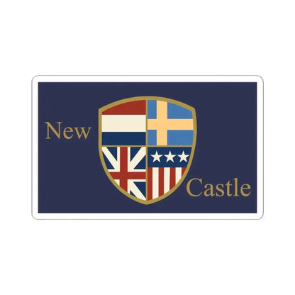 Flag of New Castle Delaware (United States) STICKER Vinyl Kiss-Cut Decal 4 Inch White - The Sticker Space