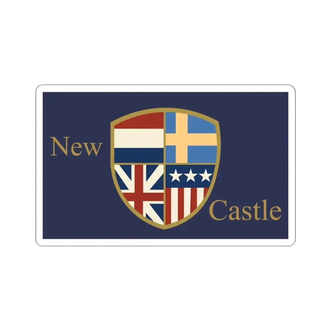 Flag of New Castle Delaware (United States) STICKER Vinyl Kiss-Cut Decal 6 Inch White - The Sticker Space