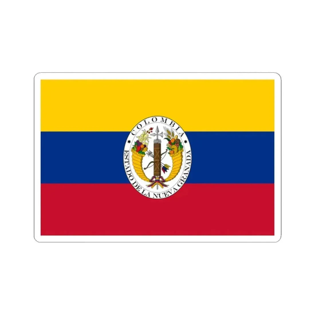 Flag of New Granada 1830-1834 (Colombia) STICKER Vinyl Kiss-Cut Decal 2 Inch White - The Sticker Space