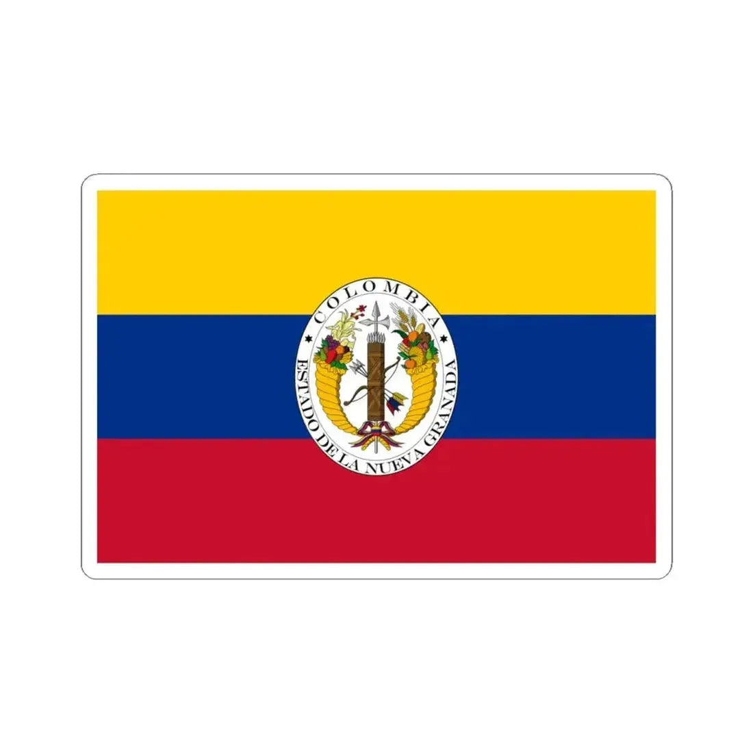 Flag of New Granada 1830-1834 (Colombia) STICKER Vinyl Kiss-Cut Decal 4 Inch White - The Sticker Space