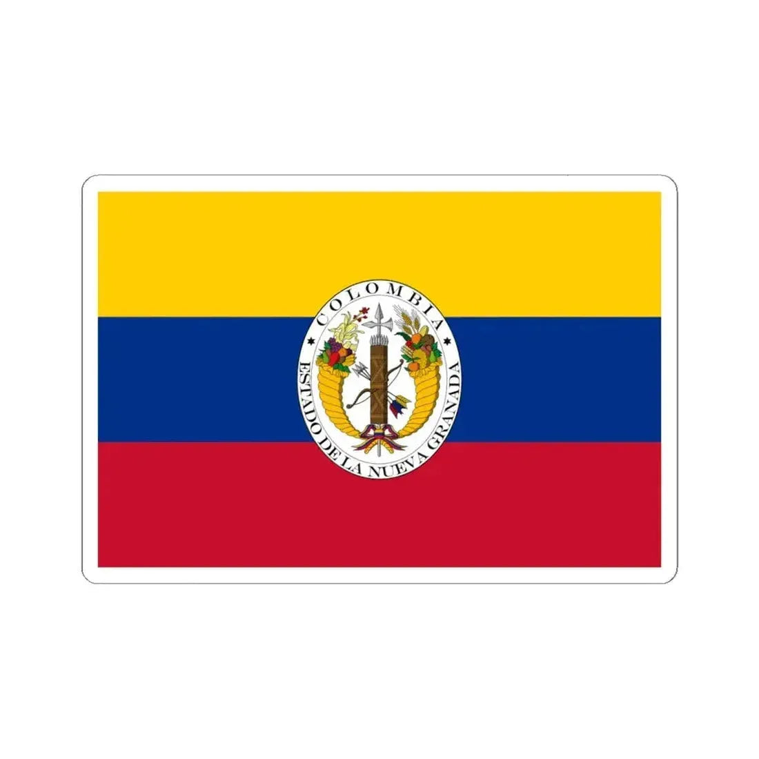 Flag of New Granada 1830-1834 (Colombia) STICKER Vinyl Kiss-Cut Decal 6 Inch White - The Sticker Space