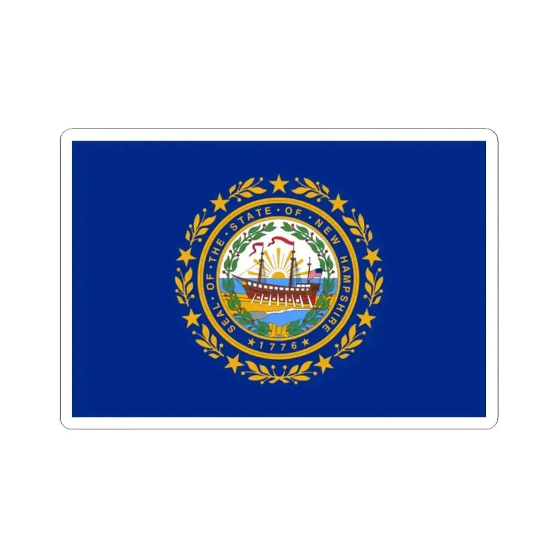 Flag of New Hampshire 3-2 (United States) STICKER Vinyl Kiss-Cut Decal 2 Inch White - The Sticker Space