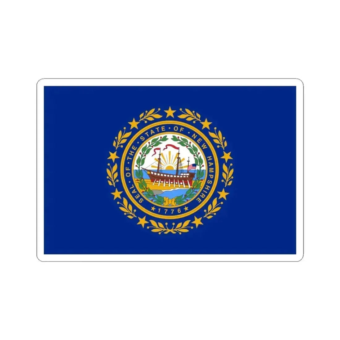Flag of New Hampshire 3-2 (United States) STICKER Vinyl Kiss-Cut Decal 3 Inch White - The Sticker Space