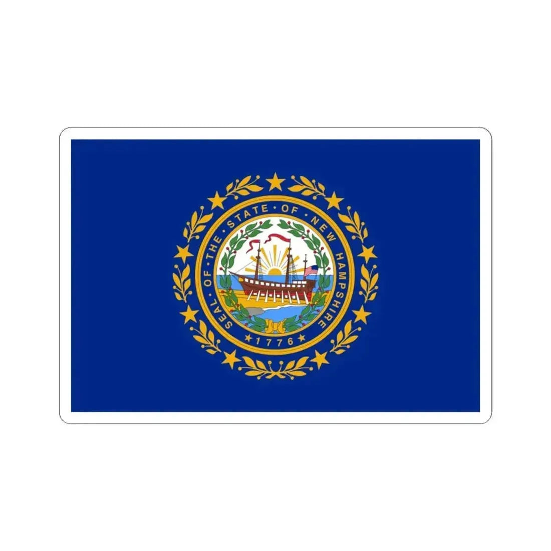 Flag of New Hampshire 3-2 (United States) STICKER Vinyl Kiss-Cut Decal 4 Inch White - The Sticker Space