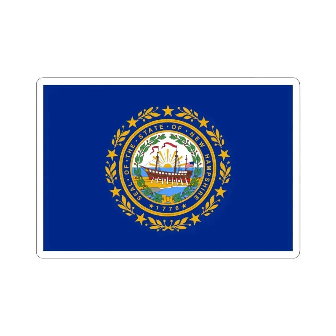 Flag of New Hampshire 3-2 (United States) STICKER Vinyl Kiss-Cut Decal 6 Inch White - The Sticker Space