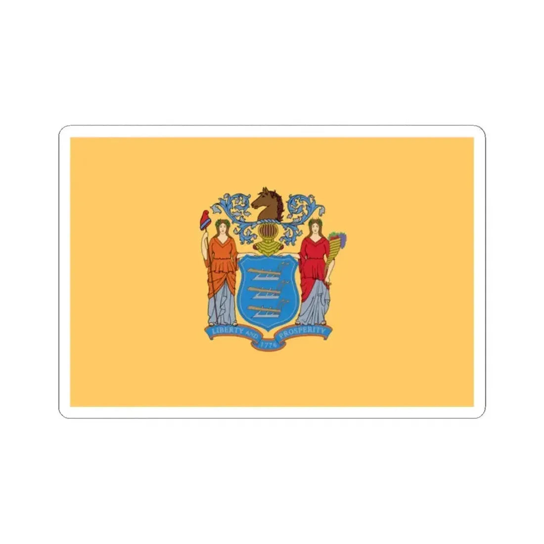 Flag of New Jersey 3-2 (United States) STICKER Vinyl Kiss-Cut Decal 2 Inch White - The Sticker Space