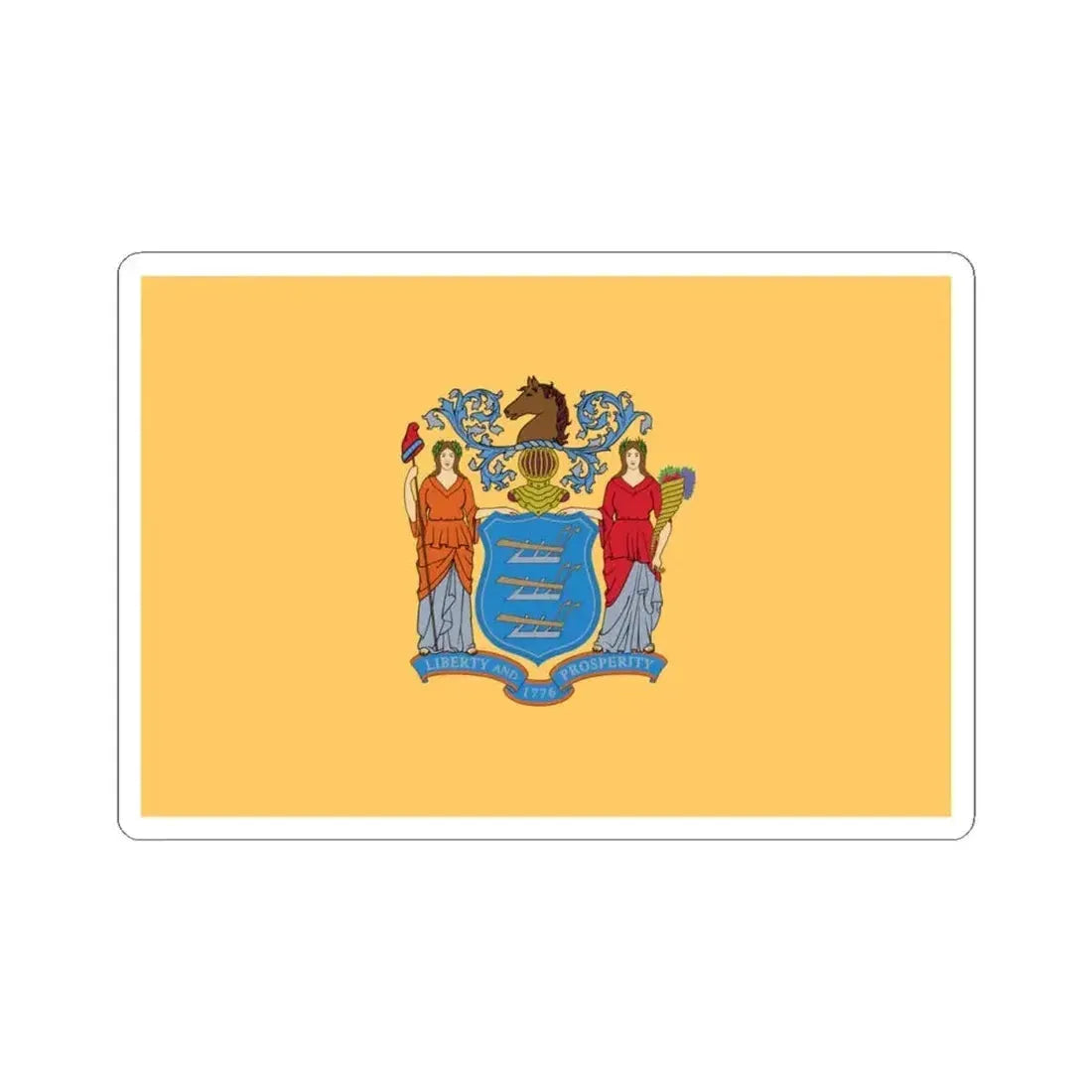 Flag of New Jersey 3-2 (United States) STICKER Vinyl Kiss-Cut Decal 4 Inch White - The Sticker Space