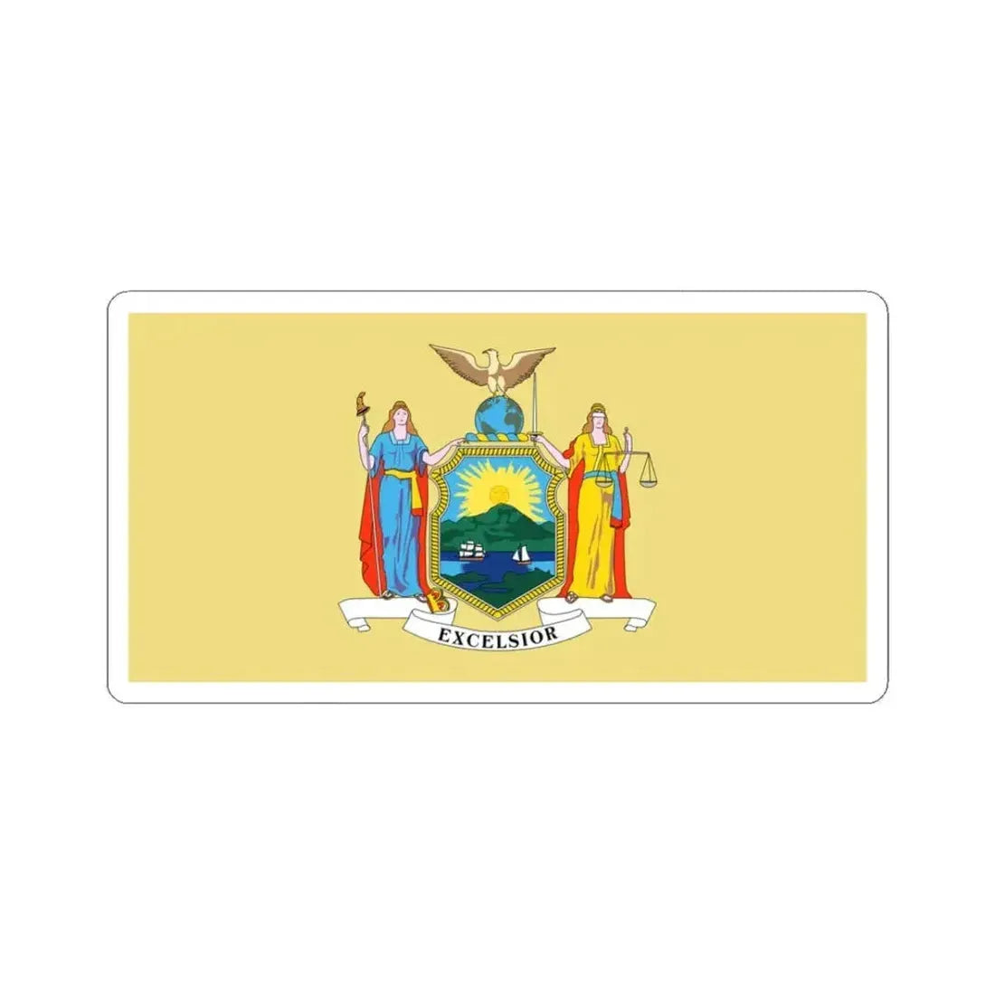 Flag of New York 1896-1901 (United States) STICKER Vinyl Kiss-Cut Decal 3 Inch White - The Sticker Space